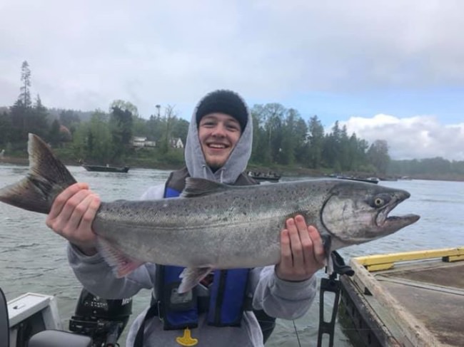 Bryant with his first salmon ever! A job well done. I don’t think it will be his last.