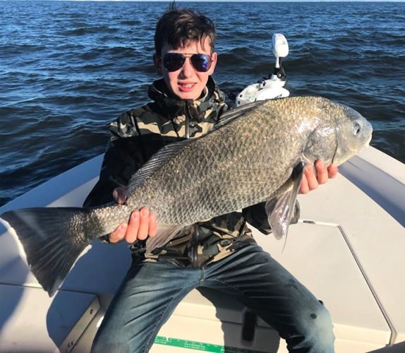 Daene and Houston had a blast catching some big drum on today’s trip! #blackdrum #portcanaveral #slightlyobsessed #getslobbed #deepseafishing #nearshorefishing #inshorefishing #fishingcharters #flatsfishing #spacecoast #florida #mbgboats #maverickboats #pathfinderboats #fishthelegend #minnkotamotors #yeticoolers #rcioptics #powerpole #suzukioutboards