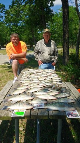 Great friend and multiple return client David Gilmore and Charles from the Tulsa area cleaning up 83 crappie on Lake Eufaula.  I'm seeing more good sized females being a little more predictable. Love this lake.#lakeforktackle  going to work every day.