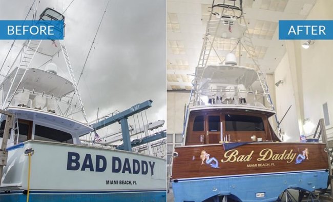 Quite the Before / After photo comparison from our friends at American Custom Yachts!