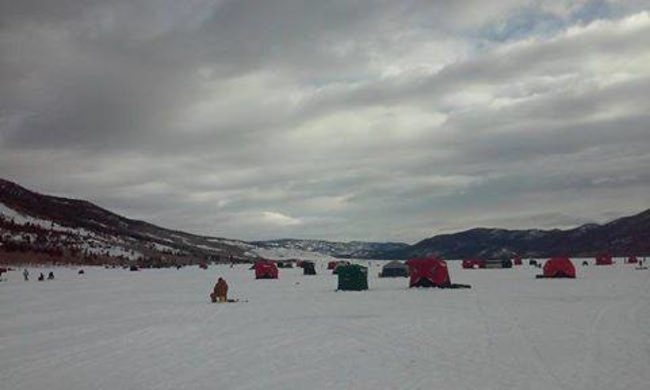 Looks a little crowded on the lake today. Do you ice fish? #Fishing #FinandField #Adventure #FisherLakeResorts #Utah