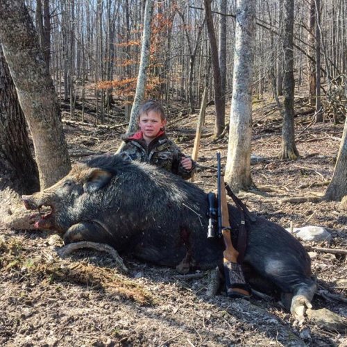 Wilderness Hunting Lodge (http://bit.ly/2ozuXj4) helped this young man with his first hog, and it's a great one!