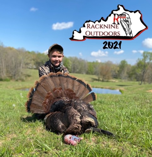 Big Congrats to Griffin on his Racknine Kentucky Turkey!! What a beautiful first bird.  11 1/8 beard 22lbs 1 3/8 spurs #kentuckyturkeyhunting #turkeyhunting #racknineoutdoors