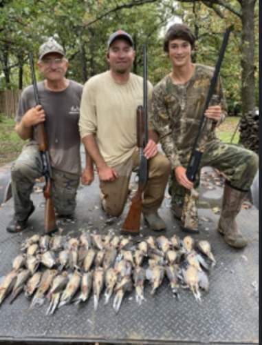 3 generation dove hunt this eve was a blast we all had our 3 man limit within a hour. Thanks to dad for locating the birds he found them and we smoked them,  look out I'm going to buy some bacon for some awesome dove bombs.