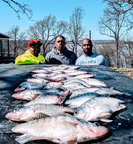 Milo, Teddy, and PJ fishing with D&K Guide Service on Lake Eufaula. Man was the wind was gusting today 30 plus, But we still got dinner on the table. Had a great time as I always with Milo playing DJ with some music I love it. Fish not on the bank yet still out in 4 to 8 feet. Looking forward to our next trip.  #bonestixcrappierods .