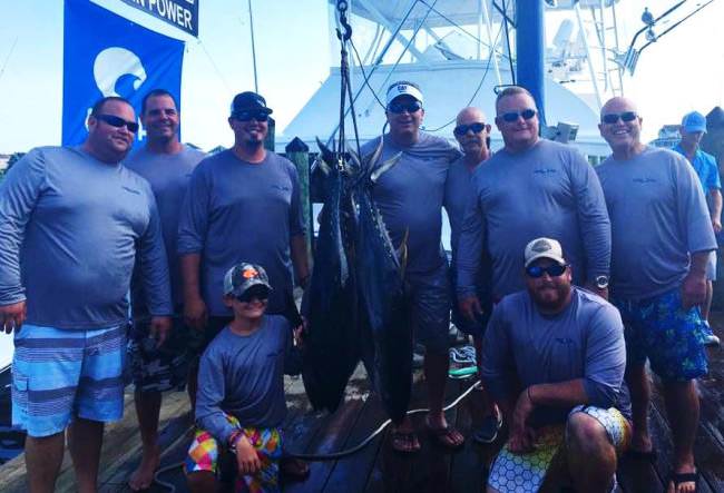 OC Tuna tournament has 78 boats going after $6725,500! Day 1 is in the books. TOP DOG Sportfishing has heaviest stringer and Trent is currently in 1st place for junior angler with 47# yellow fin. Stop by the scales Sat & Sun at Ocean City Fishing Center and Ocean City Sunset Marina. #OCTT #Tuan #OceanCity #Fishing #Adventure #FinandField