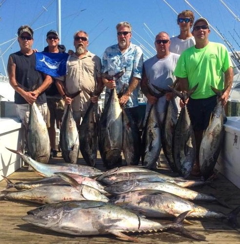 Let's Go Fishing Friday!  Rhonda Osprey crushed em - 16 yellowfin, 1 bluefin, and a marlin release! Call 877-610-9749 to book your fishing adventure. #Fishing #RhondasOsprey #OCMD #FinandField