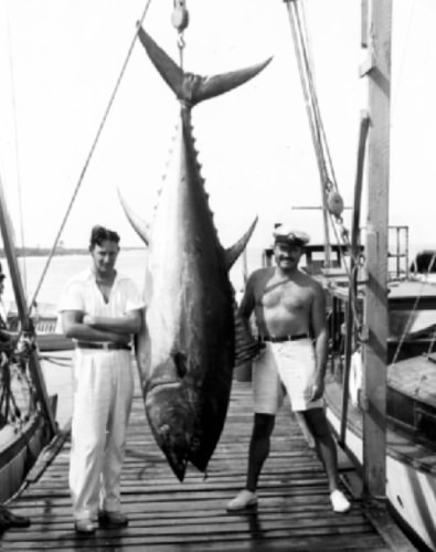 June 12, 1935 #PapaHemingway lands a huge tuna after fighting it for 10 hours. Now that’s something to be proud of. #Fishing  #HemingwayDay  #OldSchool #FinandField #TBT