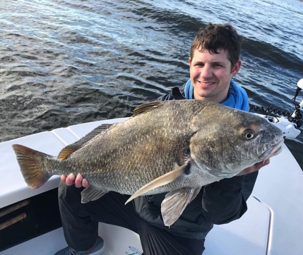 Steve and Stan crushed the drum today! #blackdrum #portcanaveral #slightlyobsessed #getslobbed #deepseafishing #nearshorefishing #inshorefishing #fishingcharters #flatsfishing #spacecoast #florida #mbgboats #maverickboats #pathfinderboats #fishthelegend #minnkotamotors #yeticoolers #rcioptics #powerpole #suzukioutboards