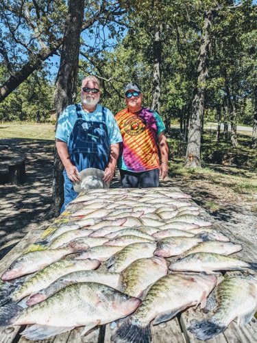 John and Ken fishing on lake Eufaula with D&K guide service. These dudes have lost there old man filter so they had me cracking up while we were slinging crappie in the boat. Bite was pretty good for a post front day. Threw back alot of fish for next year. Fish caught on a structure pattern in 6 to 10 feet. See y'all again for our next adventure.#bonestixcrappierods did the job.