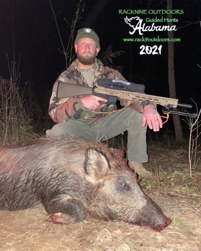 Big Congrats To to Luke on his 120lb sow from Racknine Alabama!! #hoghunting #alabamahoghunting #racknineoutdoors