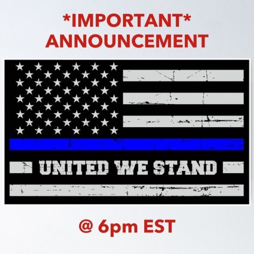 Be sure to check back at 6pm for a Racknine announcement!! #backtheblue #supportpolice #usa #usa🇺🇸 #racknineoutdoors  #rack9outdoors