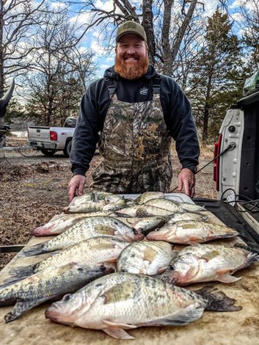 Me and my buddy Red out having some fun gathering just enough for dinner and releasing the rest for another day. The quality and size of these Eufaula fish is great right now that's why you get out in the winter months for the big ones. Fish were roaming in open water only 4 to 10 feet down. The fish in 8 foot or above we're more active and willing to bite. The new live scope update is also amazing best screen I've had since I have owned my Garmin.