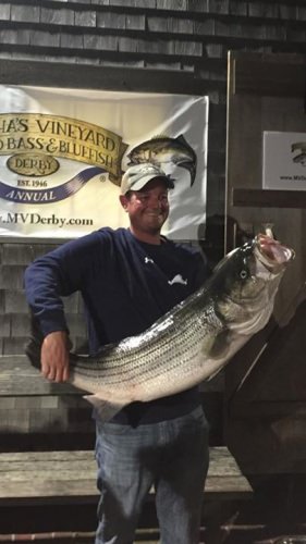 The Martha's Vineyard Striped Bass & Bluefish Derby, Inc. has a new Grand Leader Boat Striped Bass. At 33.41 lbs this fish will be tough to beat but there is still plenty of fishing to go!
