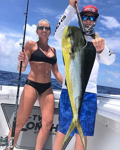 She got this beauty with Two Conchs Charters! #Fishing #TwoConchs #Mahi #FinandField