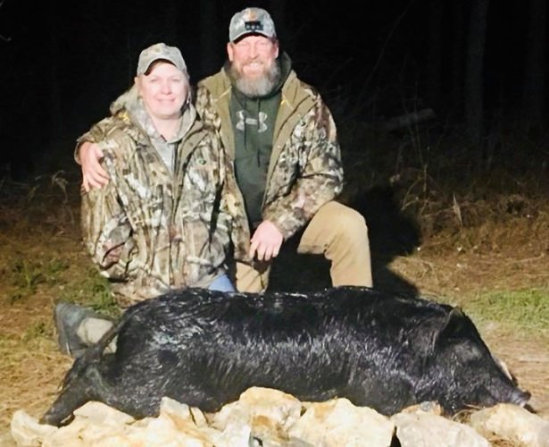 David and Angie joined us last weekend and killed this nice 150# boar.