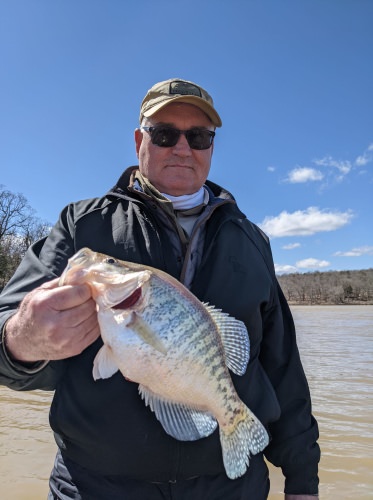 Ray showing off a good one for Eufaula Lake. We had some quality fish today. The high wind kept us from having any high numbers but we had a great time. Looking forward to our trip tommorow guys. #bonestixcrappierods.