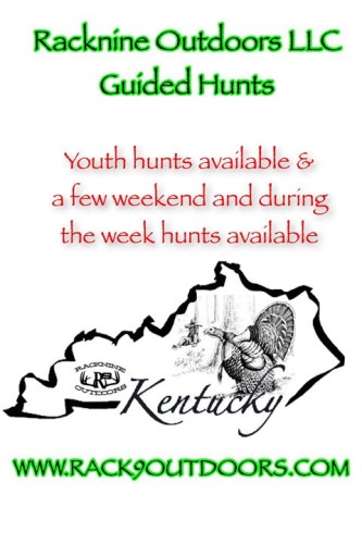 Due to our high population numbers we have decided to add a few more turkey hunts. Located in Ohio County and Butler County in Western Kentucky.  Youth 2day hunts $1000 this includes 1 adult, 2 birds, food, lodging, & transportation to & from the farms.  3 day hunt $1200 includes 2 birds, food, lodging, & transportation to & from the farms.  Serious inquiries message me.  We are flexible on dates.