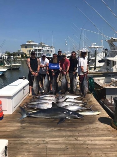 Sometimes the long trips pay off big time. This 30 hour trip resulted in 14 quality yellowfin tuna, a 116lb mako, 2 mahi, and 1 white marlin (released). Check out the pricing and schedule for upcoming charters with Dale Lisi on Foolish Pleasures Big Game Fishing!

http://bit.ly/2bWctCI

Ocean City, Maryland | #Fishing | Wicked Tuna | Papa's Pilar | #LiveTheLegend | #PapaWouldBeProud | #Adventure | #Endorsed