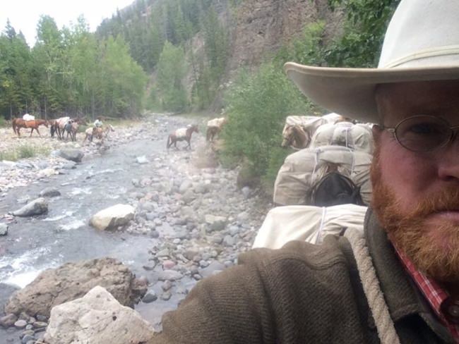 Setting up camp with 61 foot long main tent! Wood River Ranch packed in 14 horses to set up their Elk hunting camp. Book a hunt at www.finandfield.com. #Hunting #WY #Elk #BookAHunt #WoodRiverRanch #FinandField