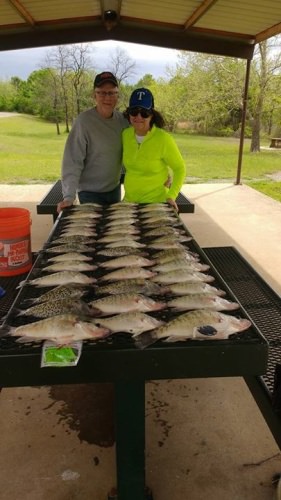 Theresa and Dan kilbrew from Texas enjoying a day on Lake Eufaula. They told me it's been 7 years since they fished.  caught fish in  extremely shallow water also caught fish in 8 to 9 feet of water just whatever pattern you prefer.#lakeforktackle day in day out putting fish in the box.
