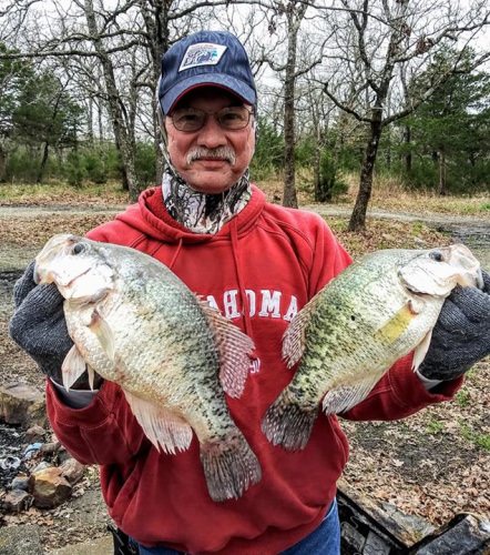 Danny, Susie and Robert fishing with D&K Guide Service first location we tried was a bust. With a good tip from my buddy we headed to another location and wound up with some dinner. Thanks for hanging in there with me today guys it was brutally cold with some nasty north winds. See y'all for the summer bite soon where a cold front is a good thing lol.