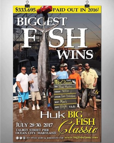 Whispers of summer. Huk Big Fish Classic should be bigger than ever this summer. Will you be at Talbot Street and M.R. Ducks July 28-20, 2017?

#BigFish | #Fishing | #OC | #Tournaments | #Charters | #FinandField