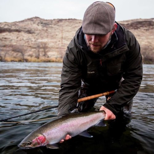 Miserable weather yields quality fishing according to Travis Johnson of All Waters Angling. Here’s 1 of 17 landed in the last 3 days. #simmsfishing #forgettheforecast #keepemwet