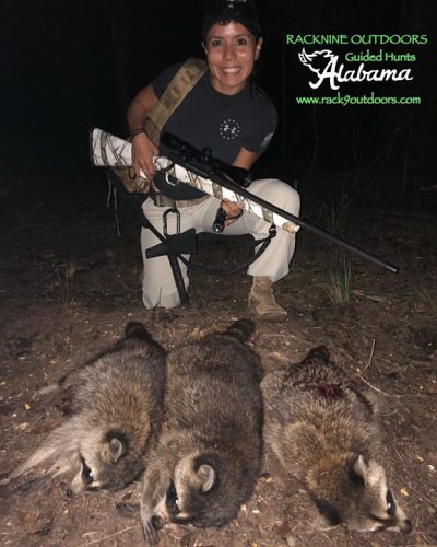 Michelle from Puerto Rico slaying these coons!!! Not only have they tore up our feeders but we have found Turkey eggs that they have eaten.   Thank you Michelle!!!!