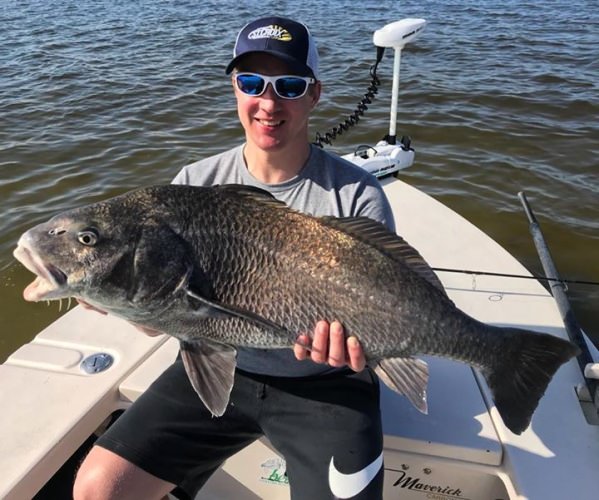 Slow fishing today, but we finally got Tim his stud along with a few other fish! #blackfriday #blackdrum  #portcanaveral #slightlyobsessed #getslobbed #deepseafishing #nearshorefishing #inshorefishing #fishingcharters #flatsfishing #spacecoast #florida #mbgboats #maverickboats #pathfinderboats #fishthelegend #minnkotamotors #yeticoolers #rcioptics #powerpole #suzukioutboards