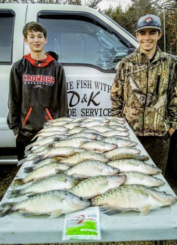 Taylor Keener and Jayden Meaux Fishing Lake Eufaula today, they stuck 48 of them. Looking forward to watching these two In action. Fishing for the High school Crowder  team.#lakeforktackle.