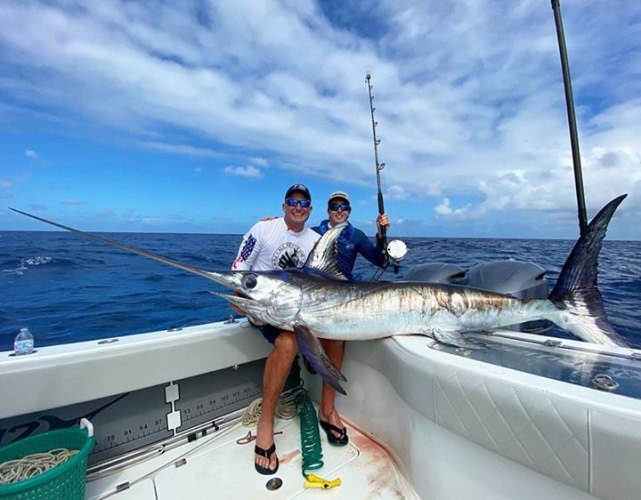 Yet another awesome swordfish for Capt. Nick Stanczyk out of Bud & Mary's in Islamorada! Give him a call if you want to check a swordfish off your bucket list. #Swordfish #CaptNick #BudnMarys #FL #FinandField