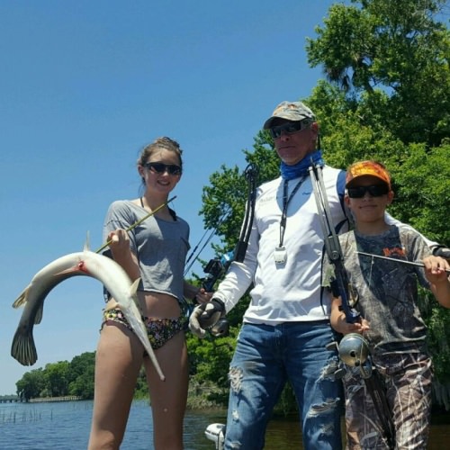Bowfishing is fun for all ages! Way to go Haley and Capt. Mike. #Bowfishing #Fishing #Adventure #BookATrip #FinandField