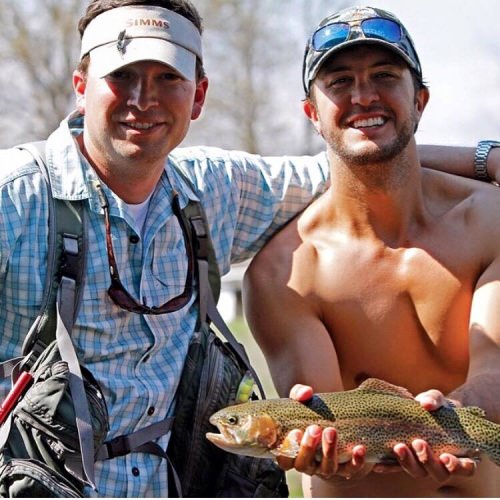 Awesome to see that Luke Bryan - CMA 2015 Enterainer of the Year - is also a angler!  Who knew? Congrats on great year and pretty fish. #LukeBryan #FlyFishing #MossyCreek #Adventure #Fishing #FinandField #CMA