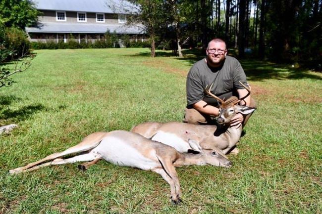 Stephen had a hat trick today-buck,doe,hog!
