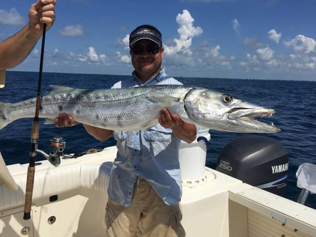 The adventure of fishing! Turns out the yellowtail being reeled in was dinner for this monster and suprise hook up for the angler.  Book your 5 STAR Sportfishing Charters adventure a www.finandfield.com. #5STAR #Islamorada #Fishing #Adventure #FinandField