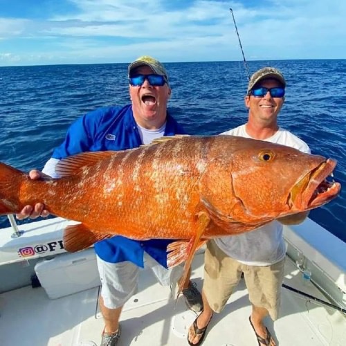 Fishtale! 55 pound cubera snapper for this happy angler with Fin & Fly  Fishing Charters out of Cocoa Beach, FL. #FishOfALifetime #Fishing #Snapper #FL