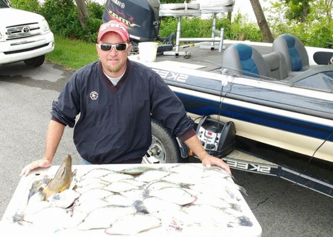 Clients camera shy today but here is our catch from this unseasonably cool day this May. 46 was our count. Fished from 9am to 2:30 not bad. Crappie were tight to structure due to the front. Don't ever assume conditions control your day. Just adapt and overcome. #lakeforktackle #Yamaha