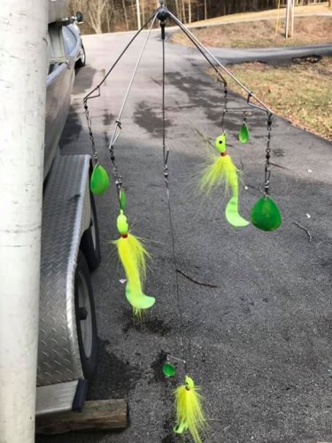 Smoking em on Percy Priest with my Tennessee Thumper rigs, slow rolling with my Minn Kota at 1.3 mph!  These lures will perform under the toughest conditions on all Striper and Hybrid waters!

Call me to order- multiple color options and styles and they are cast-able as well!

931-403-2501

Captain Jim
StriperFun Lures
