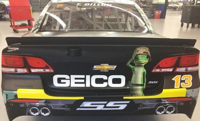 Join Ty Dillon & GEICO in saluting our service men and women around the globe with the #Military #Camo paint scheme on the #13 Germain Racing Chevy SS in the #CocaCola600 at Charlotte Motor Speedway! Visit our Ty Dillon page at http://bit.ly/2r32ov2 to learn more about his adventures in hunting & racing! 

#NASCAR | #MonsterEnergy | #USA | #MemorialDay | #SupportTheTroops | #Chevy | Coca-Cola | #FinandField | Twisted Tea | #Charlotte | #NC