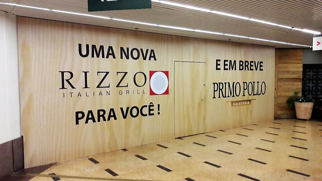 Tapume Adesivado Shopping D&D, Primo Pollo e Rizzo Gourmet