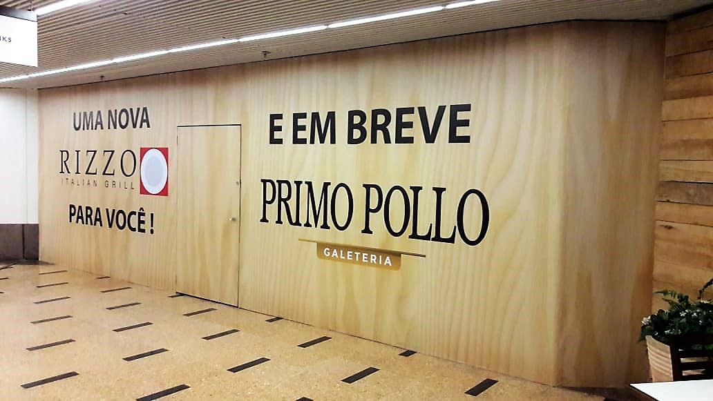 Tapume Adesivado Shopping D&D, Primo Pollo e Rizzo Gourmet