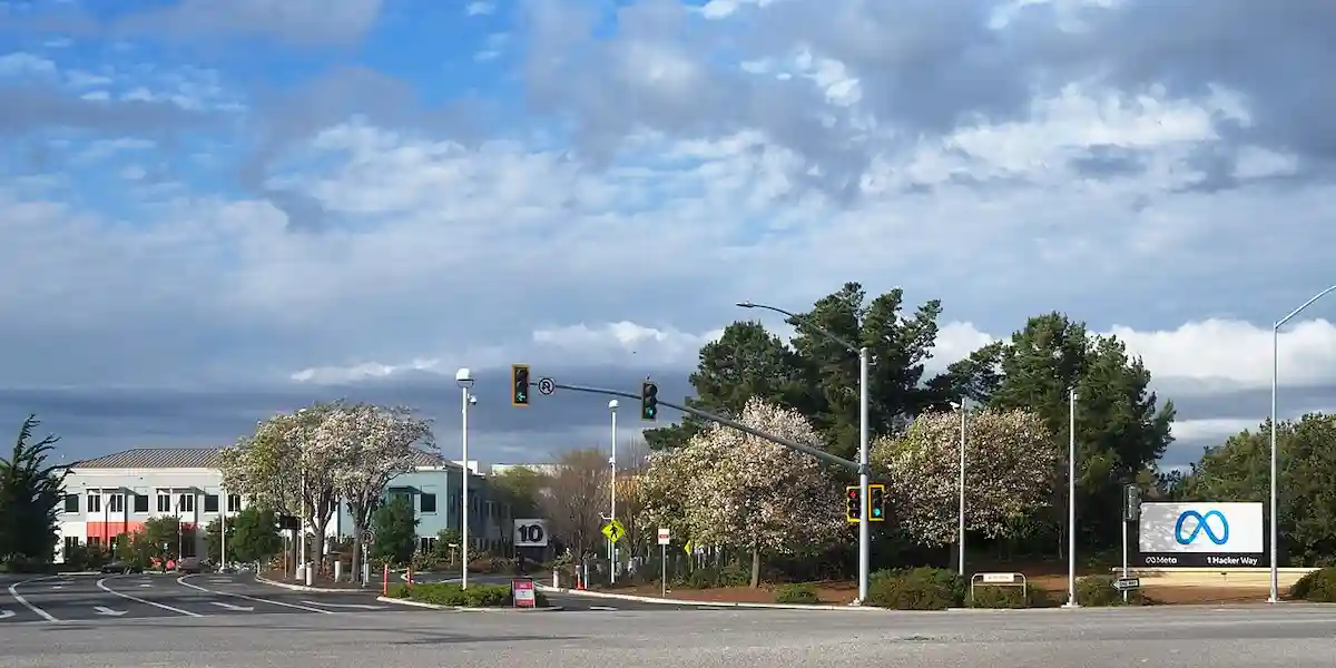 Meta Platforms headquarters at 1 Hacker Way in Menlo Park, California, 2025.