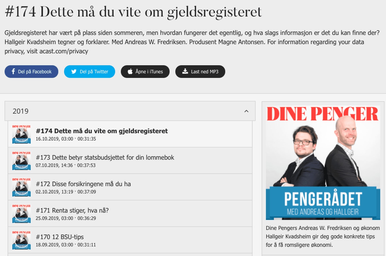 Lytt til episoder om gullfeber og giganter som går konk!