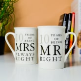 Thumbnail 2 - mr right mrs always right 10th anniversary mugs