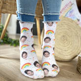 Thumbnail 1 - Personalised Rainbow Photo Socks