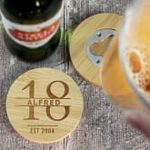 Thumbnail 11 - Personalised Pint Glass & Bamboo Bottle Opener Coaster Sets
