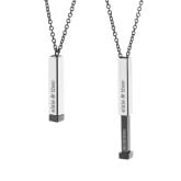 Thumbnail 2 - Personalised Men's Black & Silver Hidden Message Chain Necklace