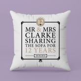 Thumbnail 2 - Personalised 12th Anniversary Sharing The Sofa Cushion