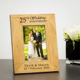 Thumbnail 1 - Personalised 25th Wedding Anniversary Wooden Photo Frame